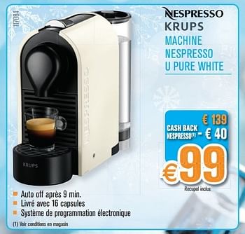 Promotions Krups machine nespresso u pure white - Krups - Valide de 10/12/2012 à 31/12/2012 chez Krefel