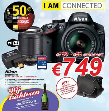 Promoties Nikon reflextoestel d3200 - Nikon - Geldig van 10/12/2012 tot 29/12/2012 bij Top Camera