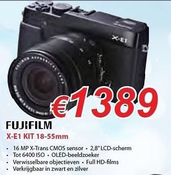 Promoties Fujifilm x-e1 kit 18-55mm - Fujifilm - Geldig van 10/12/2012 tot 29/12/2012 bij Top Camera