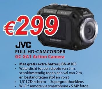 Promoties Jvc full hd-camcorder gc-xa1 action camera - JVC - Geldig van 10/12/2012 tot 29/12/2012 bij Top Camera