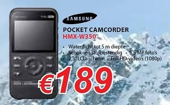 Promoties Samsung pocket camcorder hmx-w350 - Samsung - Geldig van 10/12/2012 tot 29/12/2012 bij Top Camera