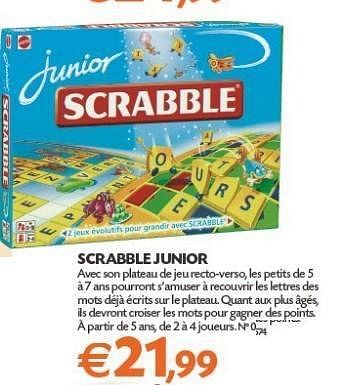 Promotions Scrabble junior - Mattel - Valide de 18/12/2012 à 31/12/2012 chez Fun