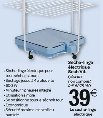 Promoties Sèche-linge électrique sech`vit - Huismerk - Carrefour  - Geldig van 28/12/2012 tot 12/01/2013 bij Carrefour