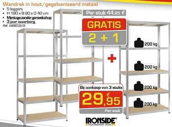 Promoties Wandrek in hout-gegalvaniseerd metaal - Ironside - Geldig van 02/01/2013 tot 26/01/2013 bij Group Meno