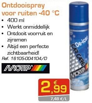 Promoties Ontdooispray voor ruiten -40 °c - Motip - Geldig van 02/01/2013 tot 26/01/2013 bij Group Meno