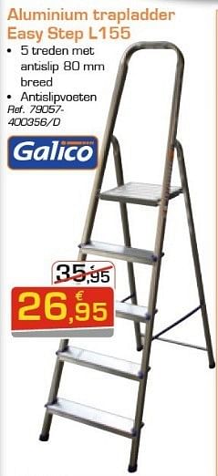Promoties Aluminium trapladder easy step l155 - Galico - Geldig van 02/01/2013 tot 26/01/2013 bij Group Meno