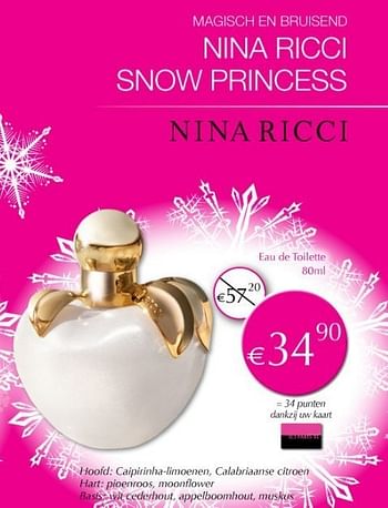 Promoties Eau de toilette - Nina Ricci - Geldig van 02/01/2013 tot 31/01/2013 bij ICI PARIS XL