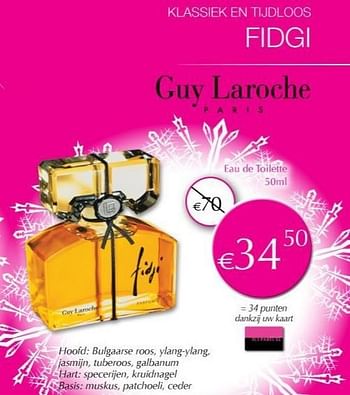 Promoties Fidgi eau de toilette - Guy Laroche - Geldig van 02/01/2013 tot 31/01/2013 bij ICI PARIS XL