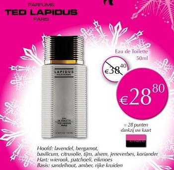 Promoties Lapidus pour homme eau de toilette - Ted Lapidus - Geldig van 02/01/2013 tot 31/01/2013 bij ICI PARIS XL