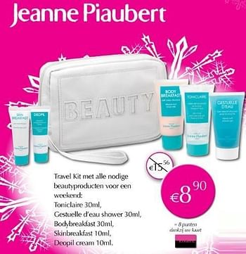 Promoties Travel kit met alle nodige beautyproducten voor een weekend - Jeanne Piaubert - Geldig van 02/01/2013 tot 31/01/2013 bij ICI PARIS XL