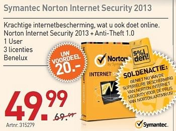 Promoties Symantec norton internet security 2013 - Symantec - Geldig van 03/01/2013 tot 19/01/2013 bij Auva