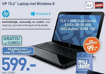 Promoties Hp 15.6 laptop met windows 8 - HP - Geldig van 03/01/2013 tot 19/01/2013 bij Auva