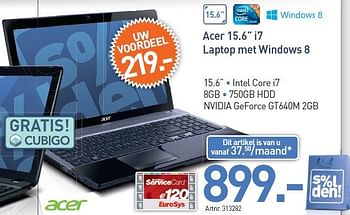 Promoties Acer 15.6 i7 laptop met windows 8 - Acer - Geldig van 03/01/2013 tot 19/01/2013 bij Auva