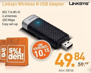 Promoties Linksys wireless n usb adapter - Linksys - Geldig van 03/01/2013 tot 19/01/2013 bij Auva