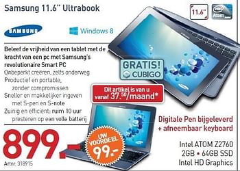 Promoties Samsung 11.6 ultrabook - Samsung - Geldig van 03/01/2013 tot 19/01/2013 bij Auva