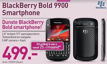 Promoties Blackberry bold 9900 smartphone - Blackberry - Geldig van 03/01/2013 tot 19/01/2013 bij Auva