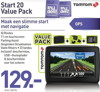 Promotions Tomtom start 20 value pack - TomTom - Valide de 03/01/2013 à 19/01/2013 chez Auva