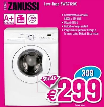 Promotions Zanussi lave-linge zwg7120k - Zanussi - Valide de 03/01/2013 à 31/01/2013 chez Krefel