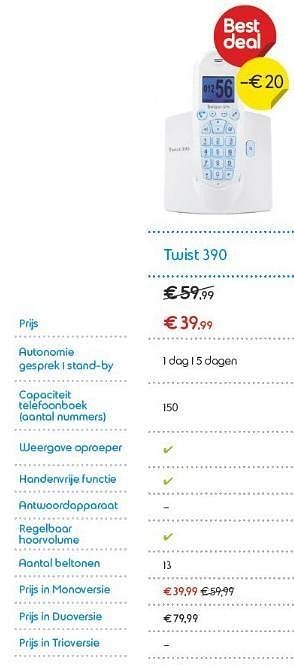 Promoties Twist 390 - Huismerk - Belgacom - Geldig van 03/01/2013 tot 31/01/2013 bij Belgacom