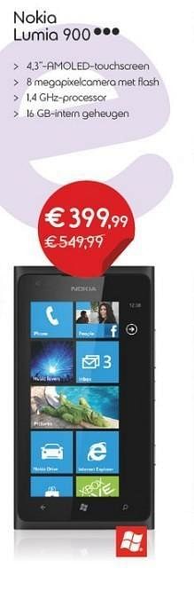 Promoties Nokia lumia 900 - Nokia - Geldig van 03/01/2013 tot 31/01/2013 bij Belgacom