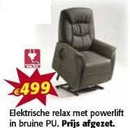 Promoties Elektrische relax met powerlift - Merk onbekend - Geldig van 03/01/2013 tot 31/01/2013 bij Meubelen Crack