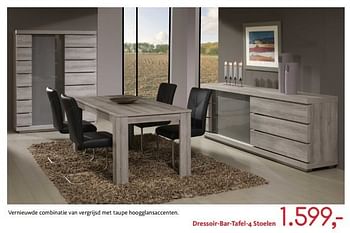 Promoties Dressoir-bar-tafel-4 stoelen - Merk onbekend - Geldig van 03/01/2013 tot 31/01/2013 bij Meubelen Gova
