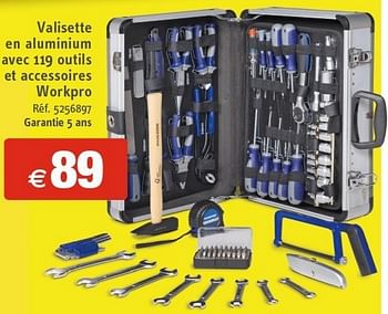 Promotions Valisette en aluminium avec 119 outils et accessoires workpro - Workpro - Valide de 09/01/2013 à 28/01/2013 chez Brico