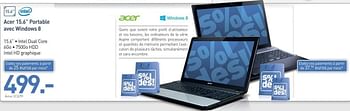 Promotions Acer 15.6 portable avec windows 8 - Acer - Valide de 15/01/2013 à 31/01/2013 chez Auva