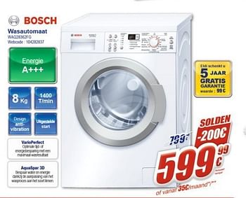 Promoties Bosch wasautomaat waq28362fg - Bosch - Geldig van 16/01/2013 tot 31/01/2013 bij Eldi