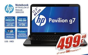 Promoties Notebook hp pavillon g7 - HP - Geldig van 16/01/2013 tot 31/01/2013 bij Eldi