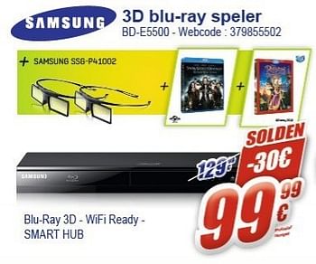 Promotions Samsung 3d blu-ray speler bd-e5500 - Samsung - Valide de 16/01/2013 à 31/01/2013 chez Eldi