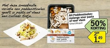 Promotions Ah paddenstoelenmelange voor pasta of voor vlees - Produit Maison - Albert Heijn - Valide de 21/01/2013 à 27/01/2013 chez Albert Heijn