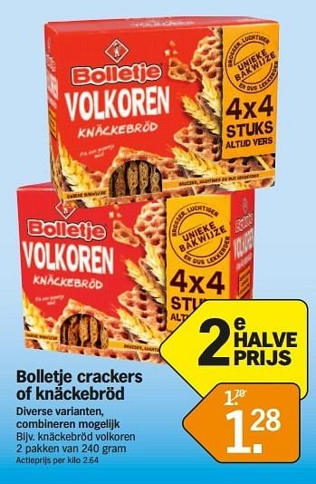 Promoties Bolletje crackers of knäckebröd - Bolletje - Geldig van 21/01/2013 tot 27/01/2013 bij Albert Heijn