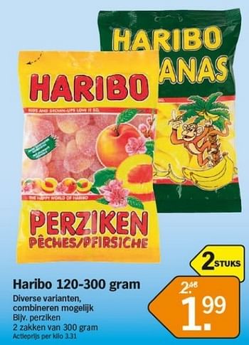 Promotions Haribo 120-300 gram - Haribo - Valide de 21/01/2013 à 27/01/2013 chez Albert Heijn