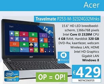 Promotions Acer travelmate p253-m-32324g32mnks - Acer - Valide de 21/01/2013 à 05/03/2013 chez Compudeals