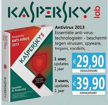 Promoties Antivirus 2013 1 user - Kaspersky - Geldig van 21/01/2013 tot 05/03/2013 bij Compudeals