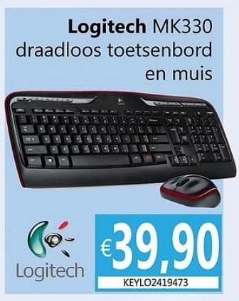 Promotions Logitech mk330 toetsenbord met muis - Logitech - Valide de 21/01/2013 à 05/03/2013 chez Compudeals