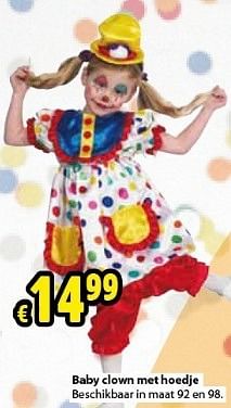 Promoties Baby clown met hoedje - Merk onbekend - Geldig van 21/01/2013 tot 17/02/2013 bij ToyChamp