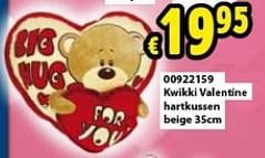 Promoties Kwikki valentine hartkussen beige - Kwikki - Geldig van 21/01/2013 tot 17/02/2013 bij ToyChamp