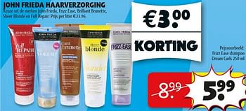Promoties Frizz ease shampoo - John Frieda - Geldig van 22/01/2013 tot 27/01/2013 bij Kruidvat