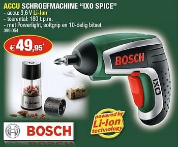 Promotions Bosch accu schroefmachine ixo spice - Bosch - Valide de 23/01/2013 à 03/02/2013 chez Hubo