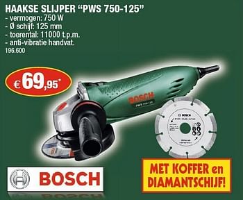 Promotions Bosch haakse slijper pws 750-125 - Bosch - Valide de 23/01/2013 à 03/02/2013 chez Hubo