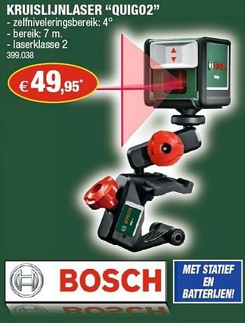Promoties Bosch kruislijnlaser quigo2 - Bosch - Geldig van 23/01/2013 tot 03/02/2013 bij Hubo