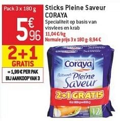 Promotions Sticks pleine saveur coraya - Coraya - Valide de 23/01/2013 à 29/01/2013 chez Match Food & More