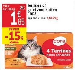 Promoties Terrines of gelei voor katten cora - Cora - Geldig van 23/01/2013 tot 29/01/2013 bij Match Food & More