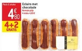 Promotions Eclairs met chocolade - Produit Maison - Smatch - Valide de 23/01/2013 à 29/01/2013 chez Smatch