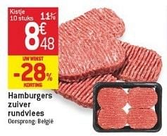 Promotions Hamburgers zuiver rundvlees - Produit maison - Match - Valide de 23/01/2013 à 29/01/2013 chez Match