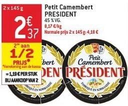 Promoties Petit camembert president - Président - Geldig van 23/01/2013 tot 29/01/2013 bij Match