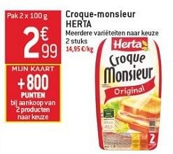 Promoties Croque-monsieur herta - Herta - Geldig van 23/01/2013 tot 29/01/2013 bij Match
