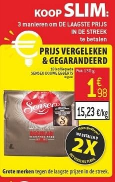 Promoties 18 koffiepads senseo douwe egberts - Douwe Egberts - Geldig van 23/01/2013 tot 29/01/2013 bij Match